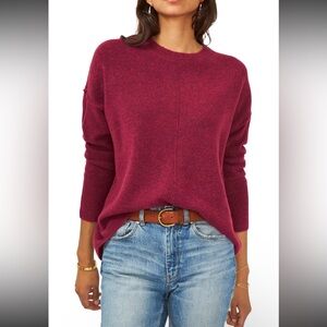 Vince Camuto Women’s Long Sleeve Extend Shoulder Rose Red Magenta Sweater Size L